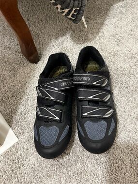 Women’s Black and Gray Cycling Shoes - Secure Velcro Closure